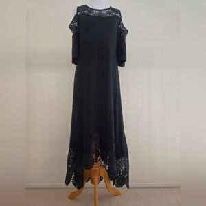 Neiman Marcus Elegant Black Midi Dress Size S
